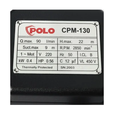 ปั๊มหอยโข่ง มอเตอร์ 0.5 POLO รุ่น CPM-130 