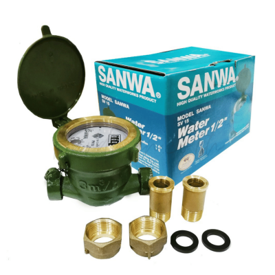 มาตรวัดน้ำระบบเฟืองจักรชั้นเดียว 1/2" 4 หุน SANWA รุ่น SV 15 R50