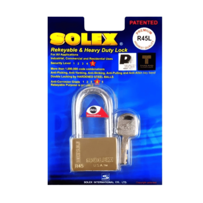 กุญแจคอยาว ระบบล็อคลูกปืน ขนาด 45 มม. R45L SOLEX กุญแจคอยาว ระบบล็อคลูกปืน ขนาด 45 มม. R45L SOLEX