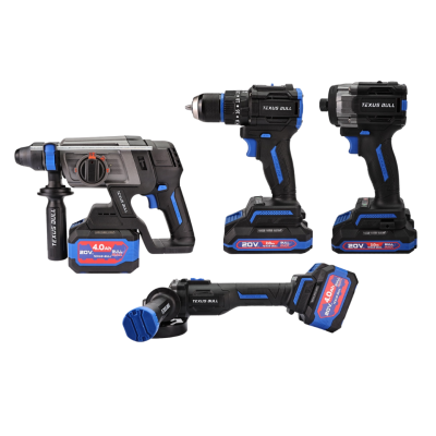 26mm Rotary Hammer Drill/Hand Grinder/Cordless Drill and Impact Driver Set TEXUS BULL TX-8457