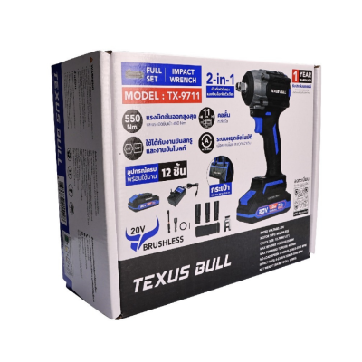 บล็อกกระแทกไร้สาย 550Nm 20 V TEXUS BULL รุ่น TX-9712
