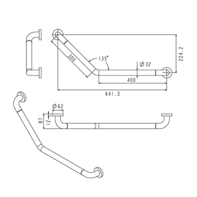 135-Degree (Right) Grab Bar VRH FBVHC-TS792E