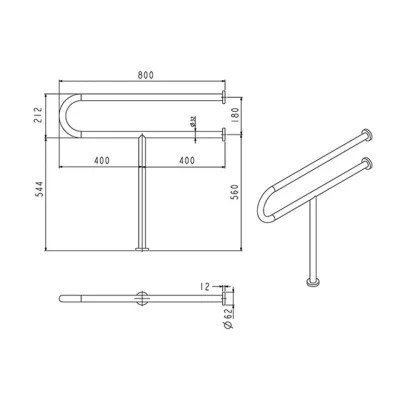 ราวทรงตัวสเตนเลส 800×700 มม.VRH รุ่น FBVHC-TS795B