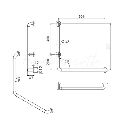 ราวทรงตัวสเตนเลส 90 องศาVRH รุ่น FBVHC-TS791C