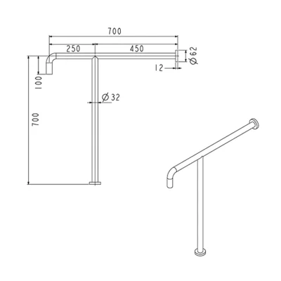 ราวทรงตัวสเตนเลส ขนาด 700×700 มม. VRH รุ่น FBVHC-TS793B