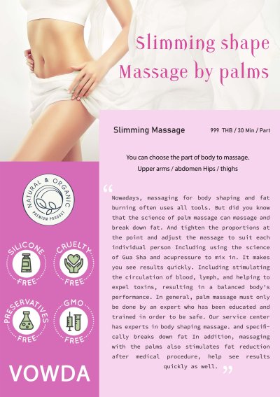 SLIMMING SHAPE MASSAGE BY PALMS นวดสลายไขมัน กระชับสัดส่วนด้วยฝ่ามือ