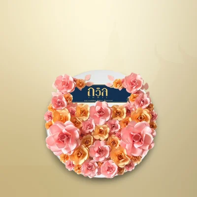 พวงหรีดโต๊ะพับกลม 120 ซม. สีชมพู(พิเศษ)