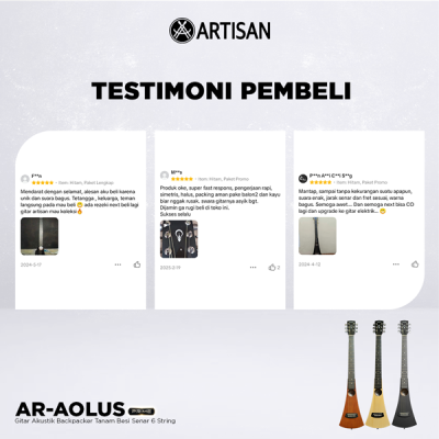 ARTISAN Gitar Akustik Backpacker Tanam Besi ( AR - AOLUS Prime ) Senar 6 String