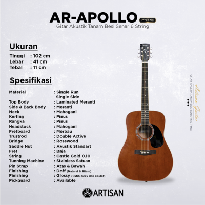 ARTISAN Gitar Akustik Tanam Besi ( AR - APOLLO Prime ) Senar 6 String