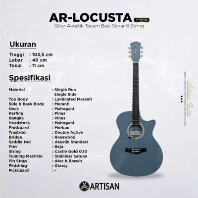 ARTISAN Gitar Akustik Tanam Besi ( AR - LOCUSTA Prime ) Senar 6 String
