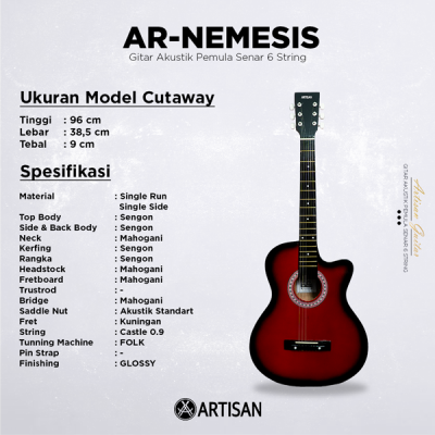 ARTISAN Gitar Akustik Pemula ( AR - NEMESIS ) Senar 6 String