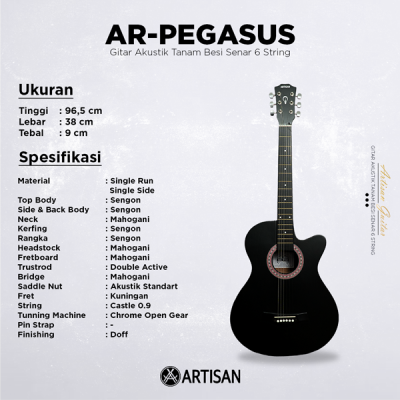 ARTISAN Gitar Akustik Tanam Besi ( AR - PEGASUS ) Senar 6 String