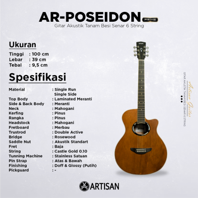 ARTISAN Gitar Akustik Tanam Besi ( AR - POSEIDON Prime ) Senar 6 String