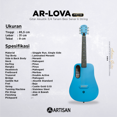 ARTISAN Gitar Akustik 3/4 Tanam Besi ( AR - LOVA Prime ) Senar 6 String