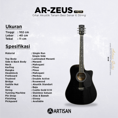 ARTISAN Gitar Akustik Tanam Besi ( AR - ZEUS Prime ) Senar 6 String