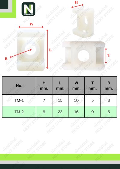 แป้นสกรูยึดเคเบิ้ลไทร์ TM-2 / Cable Tie Anchor Mount TM-2