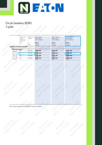 เบรกเกอร์ MCCB 3P 320AT/400AF 50kA at 415V รุ่น BZMN3-A320