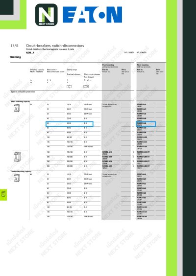เบรกเกอร์ MCCB 3P50AT/160AFSize1 25kA at415Vรุ่นNZMB1-A50-AS