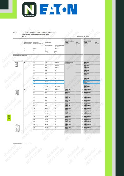 เบรกเกอร์ MCCB 3P 80-100AT/160AF 100kA at 415Vรุ่นNZMH1-A100
