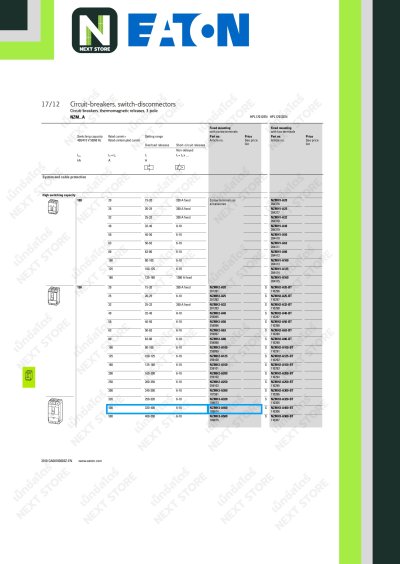 เบรกเกอร์ MCCB 3P 400AT/630AF 150kA at 415V รุ่น NZMH3-AE400