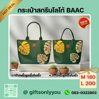 กระเป๋าสกรีน ลายใบไม้-M   รหัสBB12