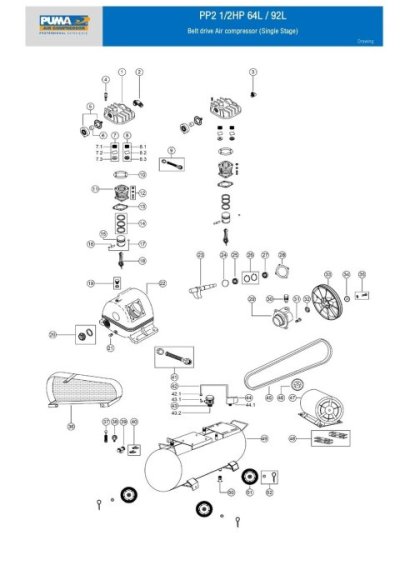 อะไหล่ปั๊มลมพูม่า รุ่น PP-2 (1/2 HP)