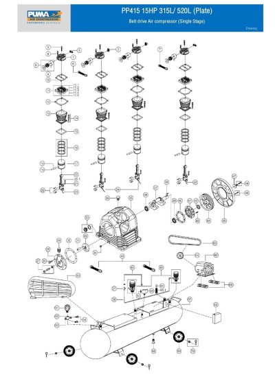 อะไหล่ปั๊มลมพูม่า รุ่น PP-415 (15 HP รุ่นแผ่นลิ้น)