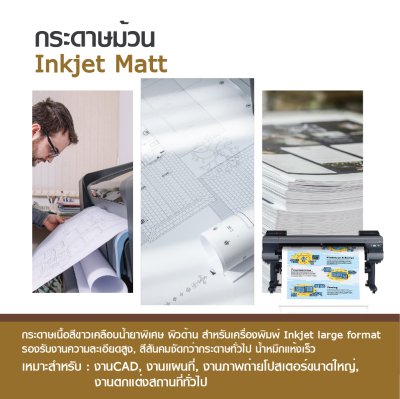 Hi-jet กระดาษโฟโต้ Inkjet Matt 120 แกรม ไซส์ม้วน