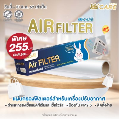 Hi-Care Air Filter Copper แผ่นกรองฟิลเตอร์(สำหรับเครื่องปรับอากาศ) หน้ากว้าง 40 CM. ยาว 250 CM.