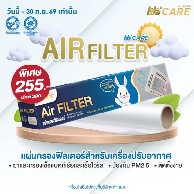 Hi-Care Air Filter Copper แผ่นกรองฟิลเตอร์(สำหรับเครื่องปรับอากาศ) หน้ากว้าง 40 CM. ยาว 250 CM.