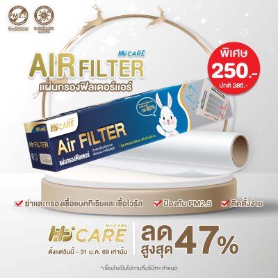 Hi-Care Air Filter แผ่นกรองฟิลเตอร์(สำหรับเครื่องปรับอากาศ) หน้ากว้าง 40 CM. ยาว 250 CM.