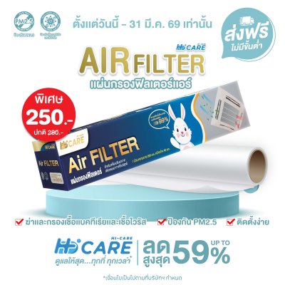 Hi-Care Air Filter Copper แผ่นกรองฟิลเตอร์(สำหรับเครื่องปรับอากาศ) หน้ากว้าง 40 CM. ยาว 250 CM.