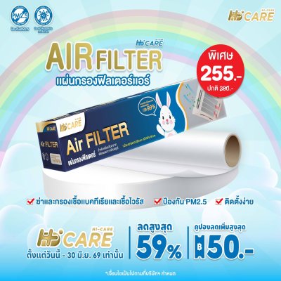 Hi-Care Air Filter Copper แผ่นกรองฟิลเตอร์(สำหรับเครื่องปรับอากาศ) หน้ากว้าง 40 CM. ยาว 250 CM.