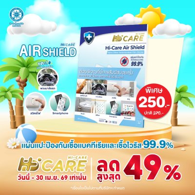 Hi-Care Air Shield Nano Silver Antimicrobial Film Sticker (ปกป้องและยับยั้งเชื้อแบคทีเรีย) 10 Sheets/Pack