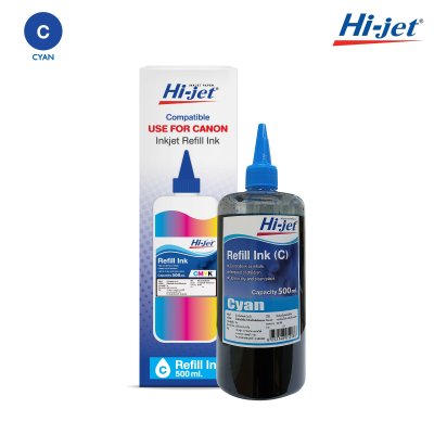 Hi-jet หมึกเติม Inkjet Refill Ink สำหรับแบรนด์ (ฺCANON) (แคนนอน) หมึกเติมเกรดพรีเมี่ยม หมึกเทียบเท่า 500 ml. (เลือกสีได้)