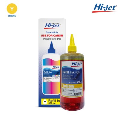 Hi-jet หมึกเติม Inkjet Refill Ink สำหรับแบรนด์ (ฺCANON) (แคนนอน) หมึกเติมเกรดพรีเมี่ยม หมึกเทียบเท่า 500 ml. (เลือกสีได้)