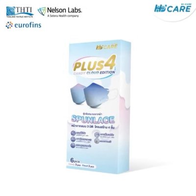 Hi-Care PLUS4 รุ่นผ้าทอพิเศษ จากผ้า SPUNLACE หน้ากากแบบ 3 มิติ  (รองรับ PM2.5 กรองเชื้อโรค) แผ่นกรอง 4 ชั้น