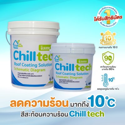 Hi-jet สีชิลเทค(Chilltech) สีสะท้อนความร้อน ลดอุณหภูมิเฉลี่ย 10°C เหมาะสำหรับทุกพื้นผิว ขนาด 5 กก. และ 20 กก.
