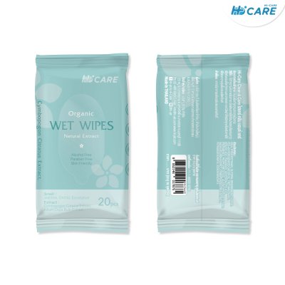 Hi-Care ทิชชู่เปียก แผ่นเช็ดทำความสะอาดผิวกาย Clean&Care (1 แพค / 20 แผ่น)