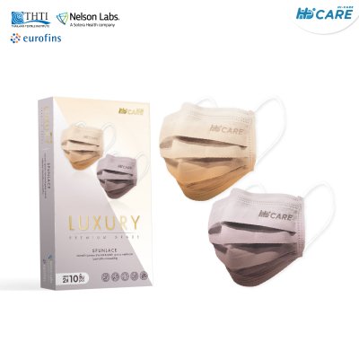 Hi-Care Premium Grade Luxury รุ่นทอพิเศษจากผ้า Spunlace แผ่นกรอง 3 ชั้น ชนิดคล้องหู / 10 ชิ้น