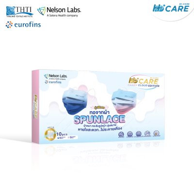 Hi-Care Premium Grade CANDY-CLOUD รุ่นผ้าทอพิเศษ จากผ้า Spunlace  แผ่นกรอง 3 ชั้น ชนิดคล้องหู / 10 ชิ้น