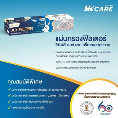 Hi-Care Air Filter แผ่นกรองฟิลเตอร์(สำหรับเครื่องปรับอากาศ) หน้ากว้าง 40 CM. ยาว 250 CM.