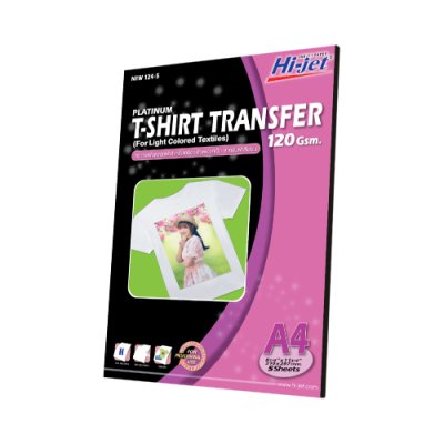 Hi-jet กระดาษรีดเสื้อ สำหรับผ้าสีอ่อน Inkjet Platinum Transfer Paper for Light-colored Textile 120 แกรม