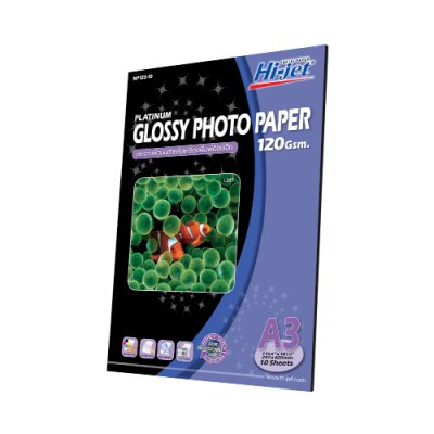 Hi-jet กระดาษโฟโต้ ผิวมัน Inkjet Platinum Glossy Photo Paper 120 แกรม A3 10 แผ่น