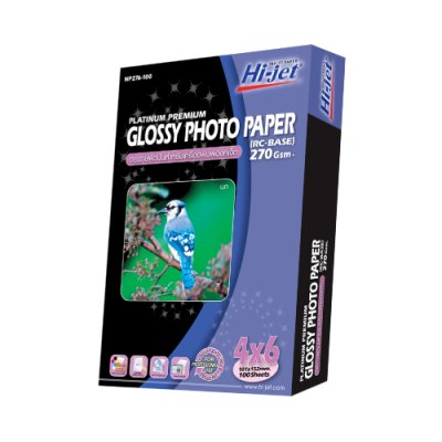 Hi-jet กระดาษโฟโต้ ผิวมัน Inkjet Platinum Glossy Photo Paper (Backside-coated) 270 แกรม 4x6 นิ้ว 100 แผ่น