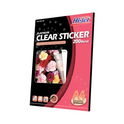 Hi-jet สติกเกอร์ใส Inkjet Platinum Clear Sticker 200 ไมครอน