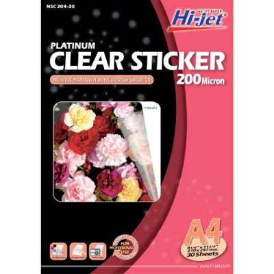 Hi-jet สติกเกอร์ใส Inkjet Platinum Clear Sticker 200 ไมครอน