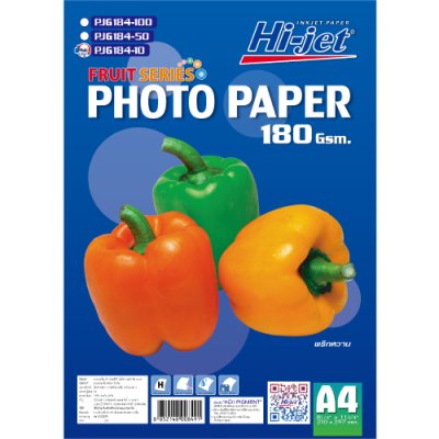 Hi-jet กระดาษโฟโต้ ผิวมัน Inkjet Fruit Series Glossy Photo Paper 180 แกรม A4