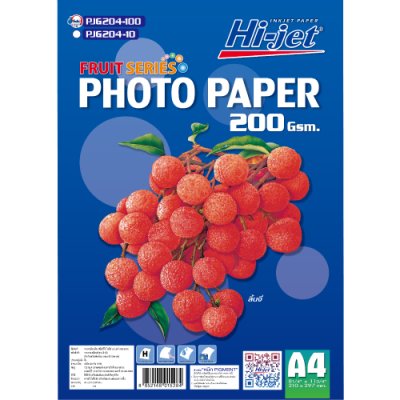 Hi-jet กระดาษโฟโต้ ผิวมัน Inkjet Fruit Series Glossy Photo Paper 200 แกรม A4