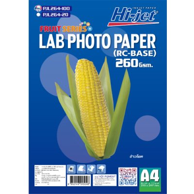 Hi-jet กระดาษโฟโต้ ผิวกึ่งมันกึ่งด้าน Inkjet Fruit Series Lab (Backside-coated) 260 แกรม A4 100แผ่น